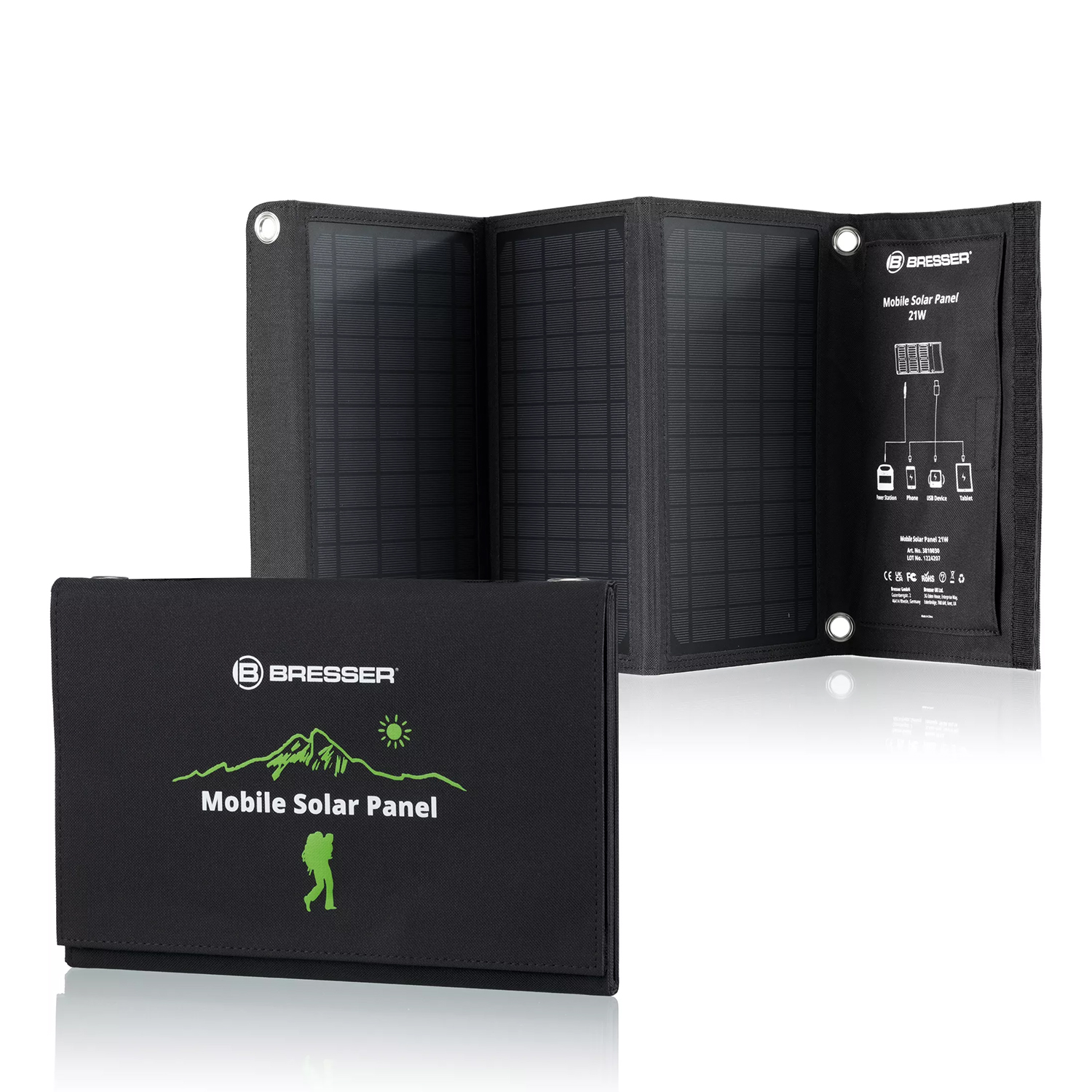 Přenosná solární nabíječka Bresser 21 wattů s USB
