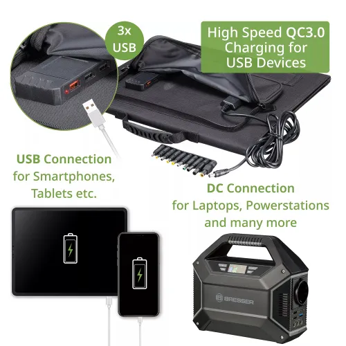 foto Přenosná solární nabíječka Bresser 40 wattů s USB,  4