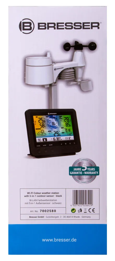 snímek Meteostanice Bresser 5v1 s Wi-Fi a barevným displejem, černá,  15