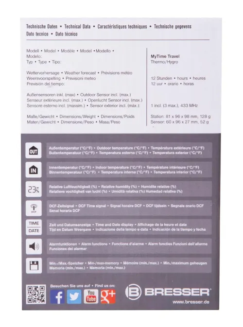 obrázek Meteostanice Bresser MyTime Travel s hodinami,  12