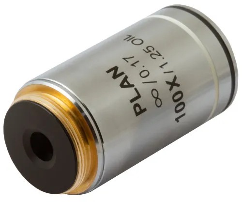 foto Rovinný achromatický objektiv s korekcí na nekonečno Levenhuk MED 100x,  3