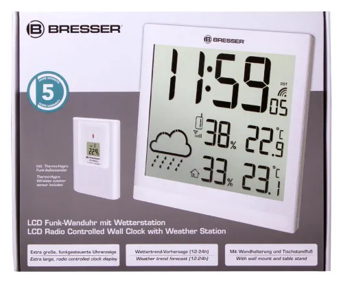 obrázek Meteostanice Bresser TemeoTrend JC LCD RC (nástěnné hodiny), bílá,  11