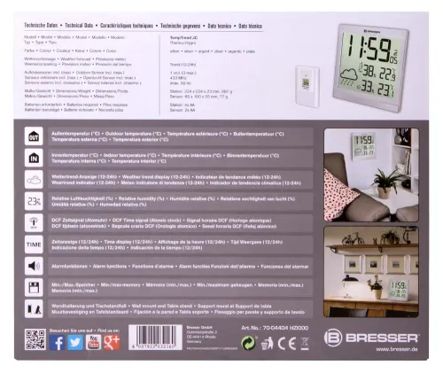 fotografie Meteostanice Bresser TemeoTrend JC LCD RC (nástěnné hodiny), stříbrná,  12