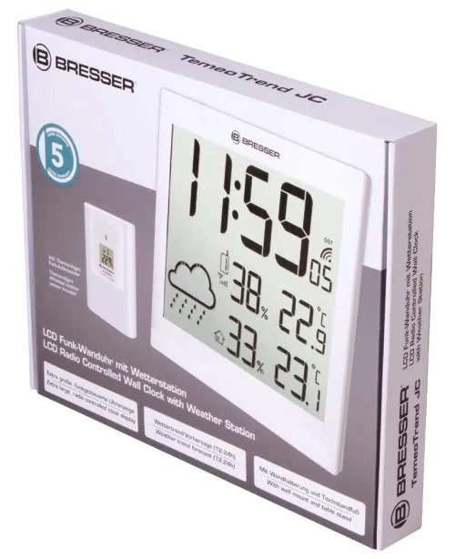 obrázek Meteostanice Bresser TemeoTrend JC LCD RC (nástěnné hodiny), bílá,  10