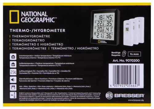snímek Thermohigrometr Bresser National Geographic 4 wyniki pomiarów, černá,  12