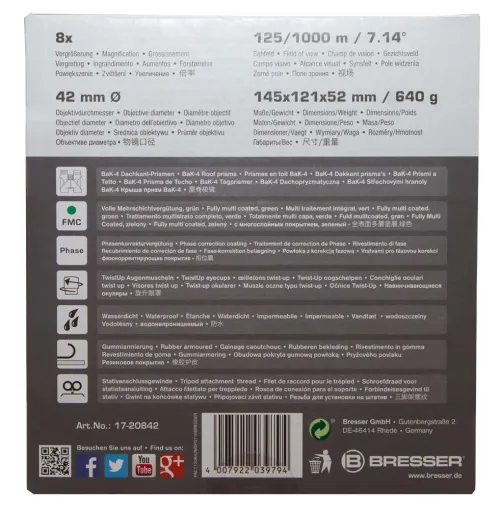 foto Binokulární dalekohled Bresser Pirsch 8x42,  13