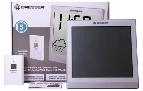 fotografie Meteostanice Bresser TemeoTrend JC LCD RC (nástěnné hodiny), stříbrná,  2