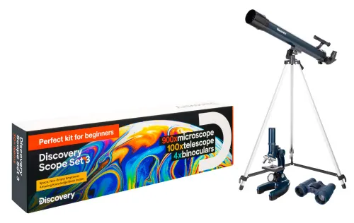 fotografie Sada Levenhuk Discovery Scope 3 se vzdělávací publikací - Vystavený předmět,  2