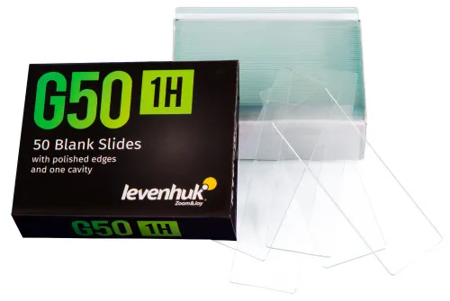 snímek Čistá jednodutinová sklíčka Levenhuk G50 1H, 50 ks,  2