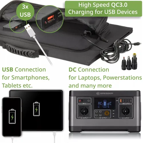 snímek Přenosná solární nabíječka Bresser 90 wattů s USB,  7
