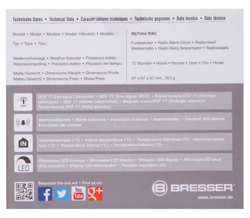 obrázek Stolní hodiny s budíkem Bresser MyTime WAC, černé,  12