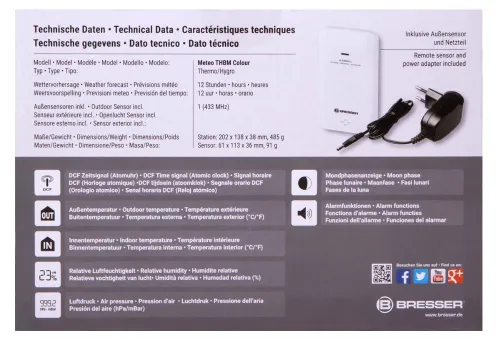 snímek Meteostanice Bresser s barevným displejem, černá,  11