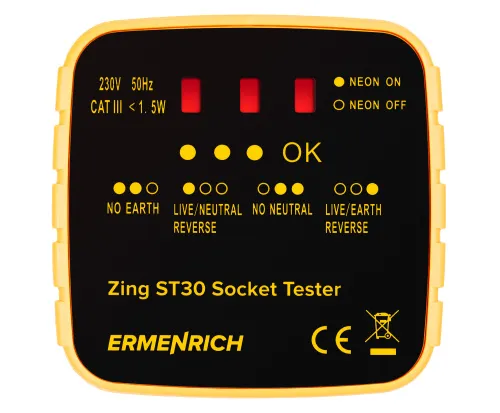 snímek Tester zásuvek Ermenrich Zing ST30,  2