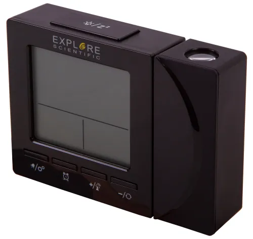 fotografie Hodiny Explore Scientific RC s digitálním projektorem teploměrem pro vnitřní použití, černá barva,  8