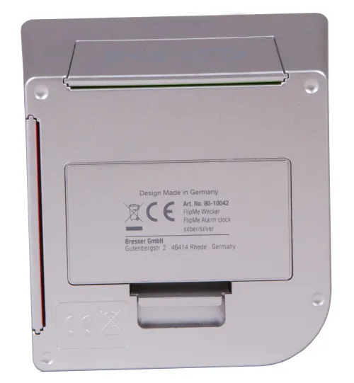 foto Stolní hodiny s budíkem Bresser FlipMe, stříbrné,  8