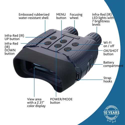 foto Digitální binokulární dalekohled s nočním viděním se stativem Levenhuk Discovery Night BL20,  15