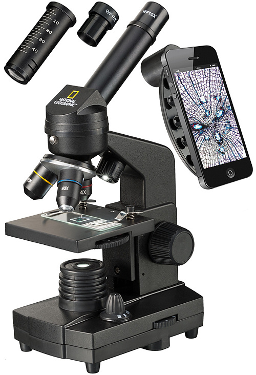 obrázek Mikroskop Bresser National Geographic 40–1280x s držákem chytrého telefonu